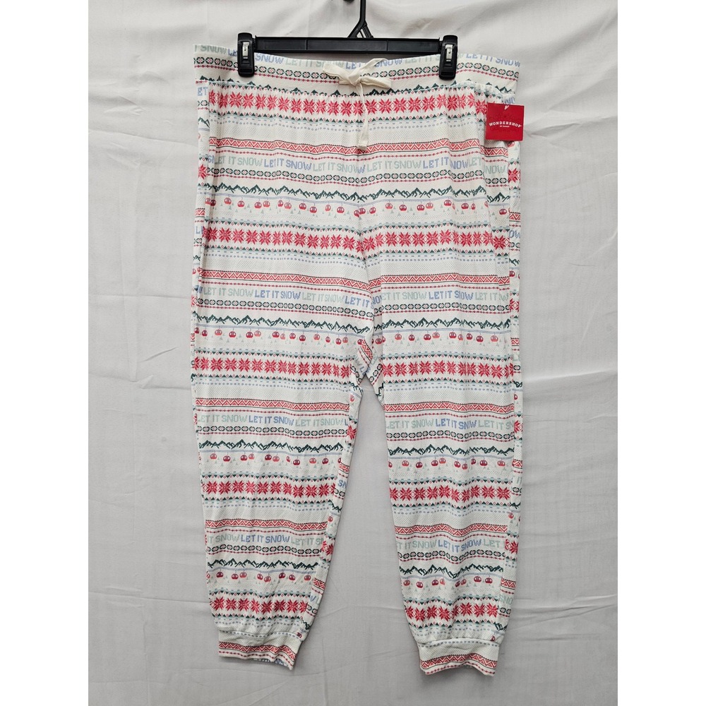 Wondershop Womens Fair Isle Pajama Joggers Cream Cotton Blend Casual Size 1X